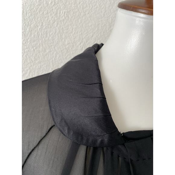 Cristina Gavioli Top  Blouse Tiered Ruffled Tie Front Black - Picture 4 of 16